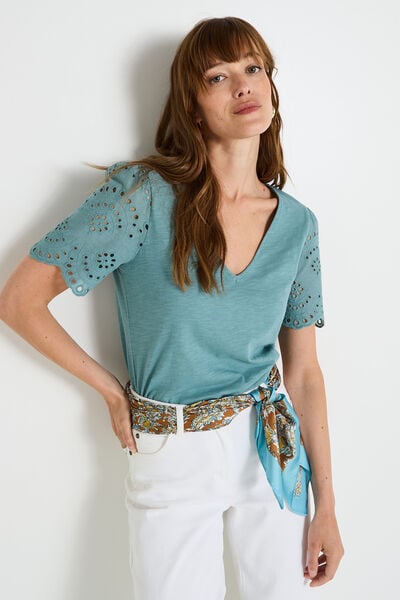 T-shirt manches volantées femme