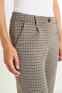 Pantalon en maille à carreaux femme