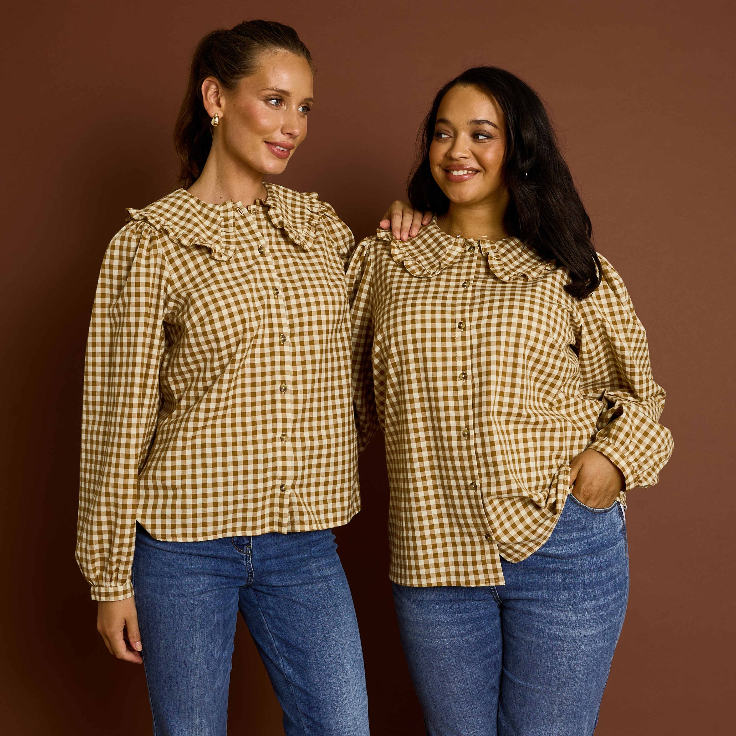 Chemisier col claudine vichy femme