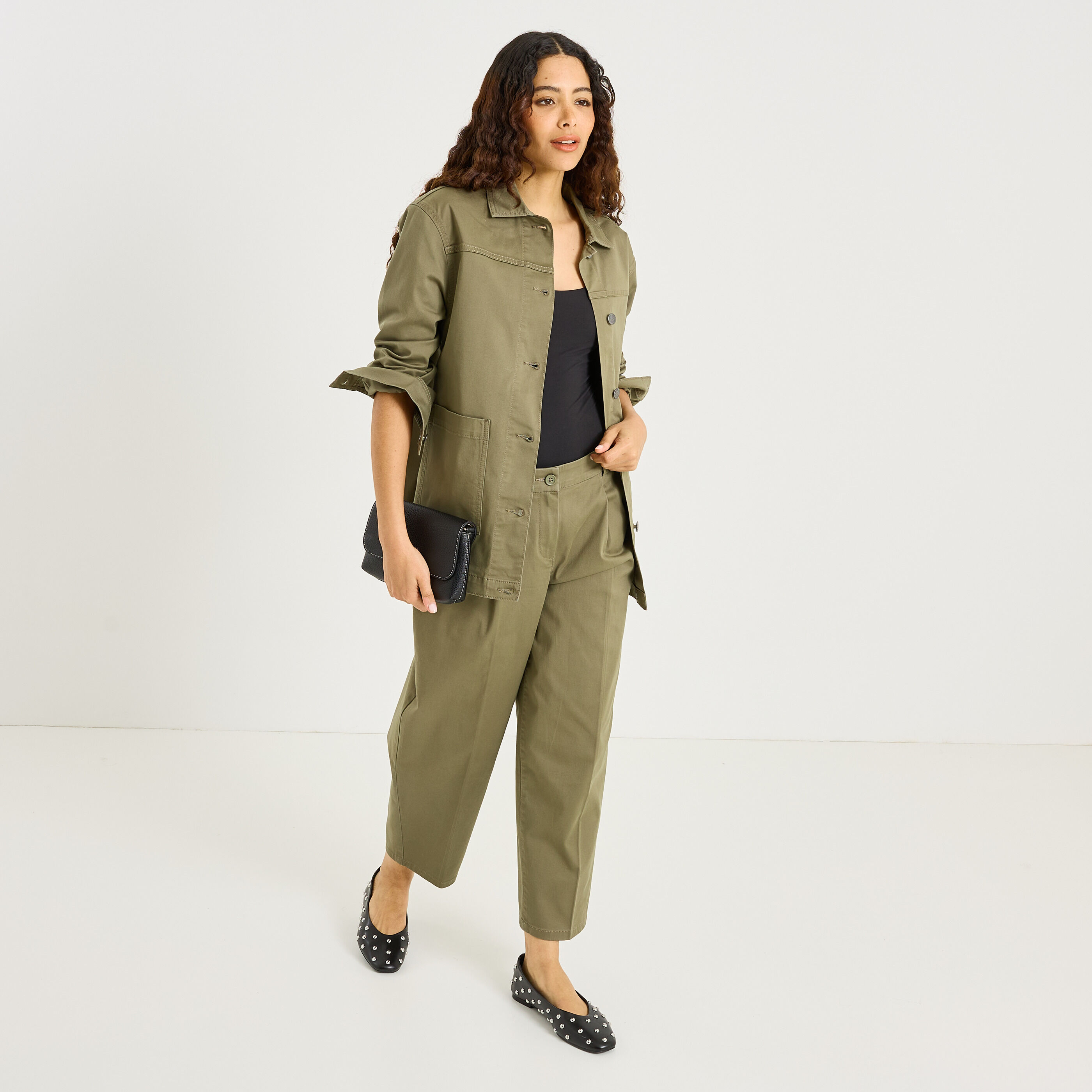 Pantalon barrel &agrave; pinces femme