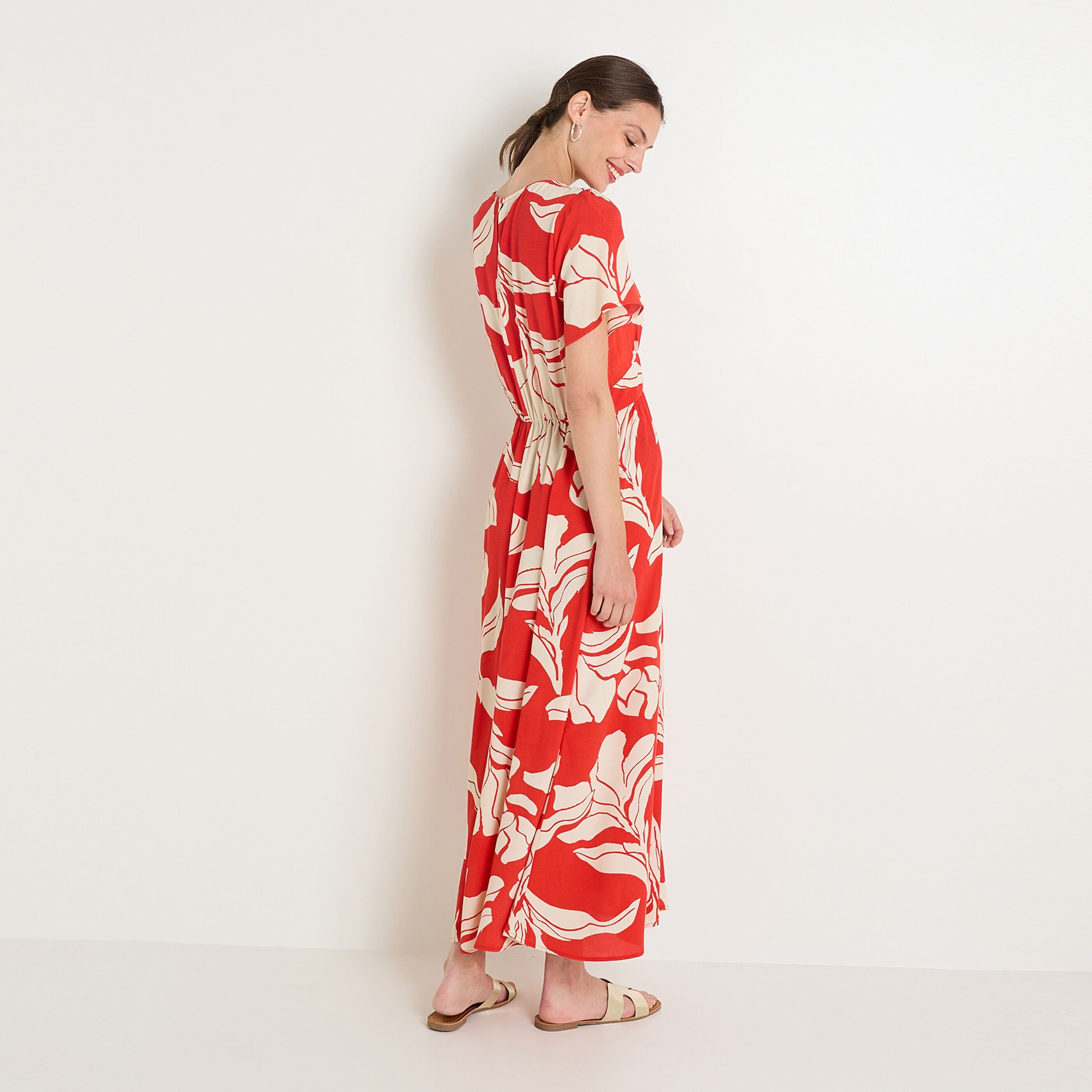 Robe longue imprim&eacute;e femme