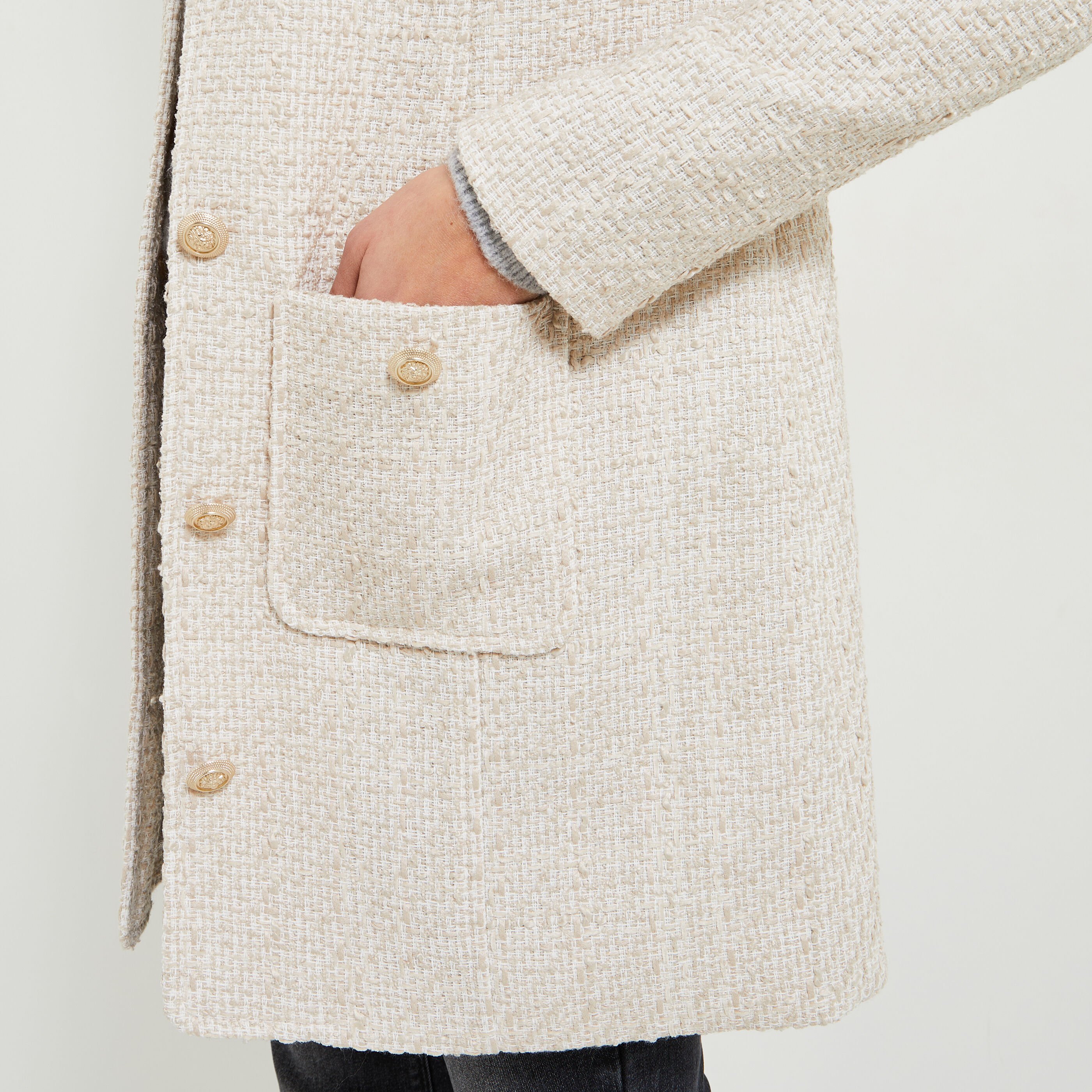 Manteau mi-long en tweed femme