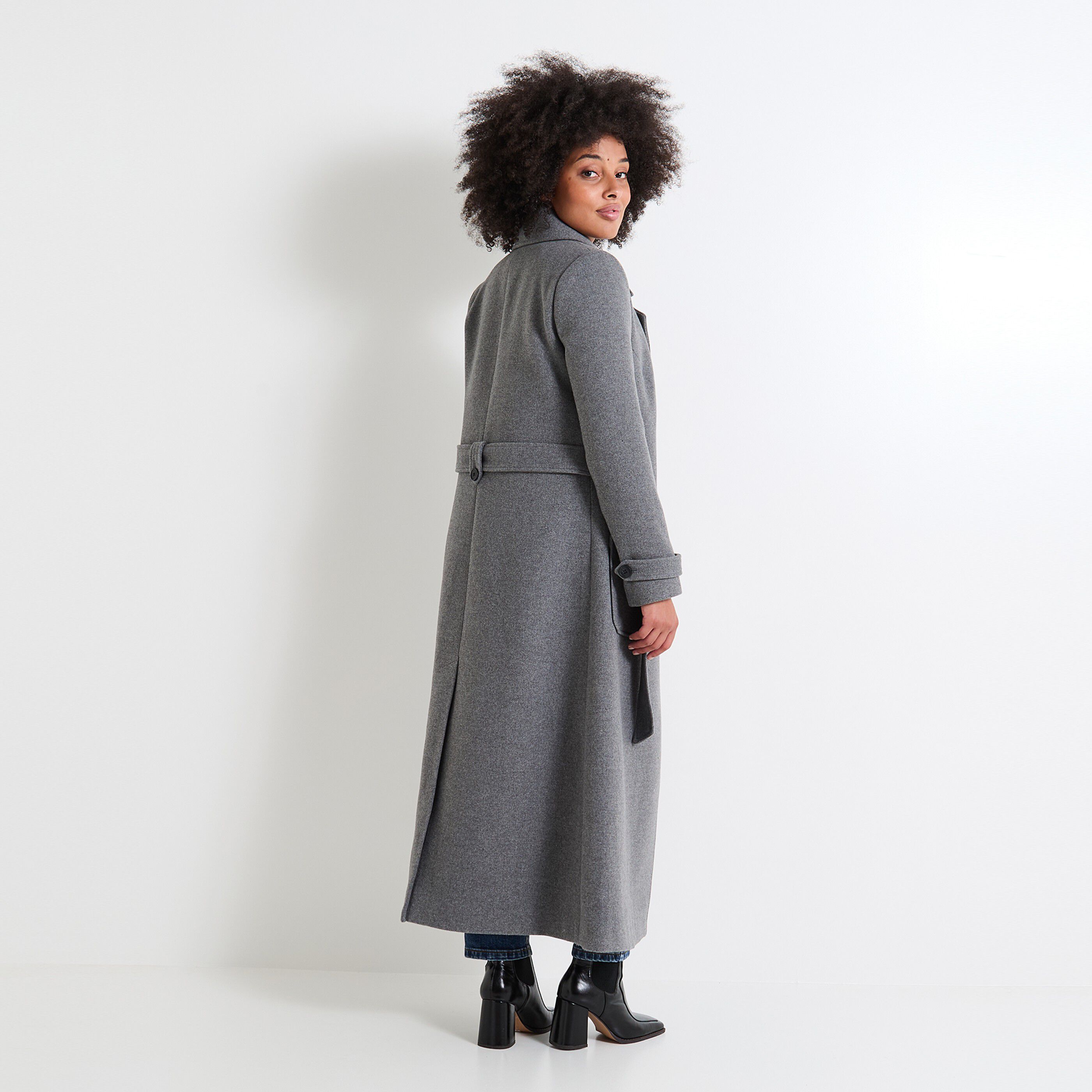 Manteau gris chiné femme pas cher online
