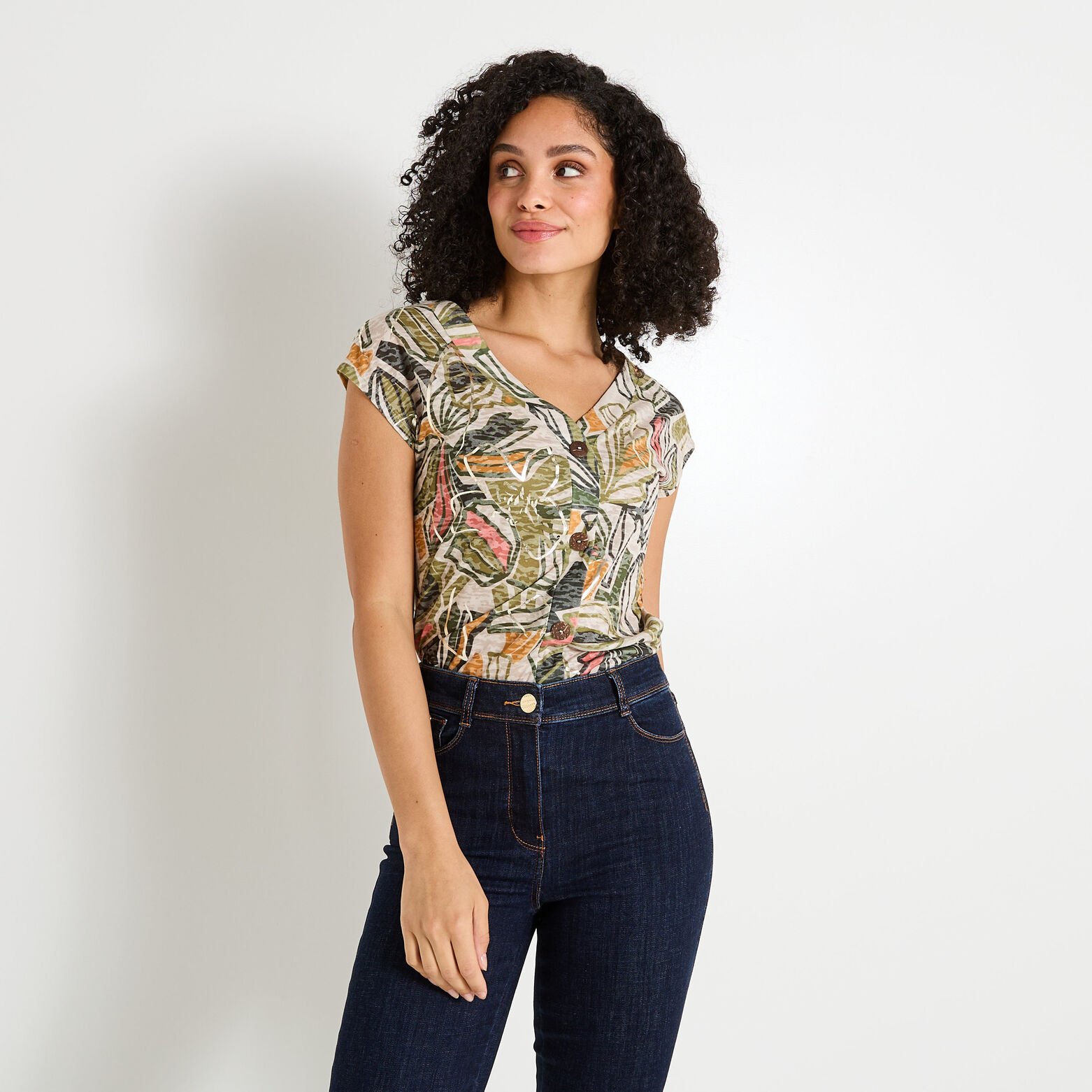 T-shirt col V femme