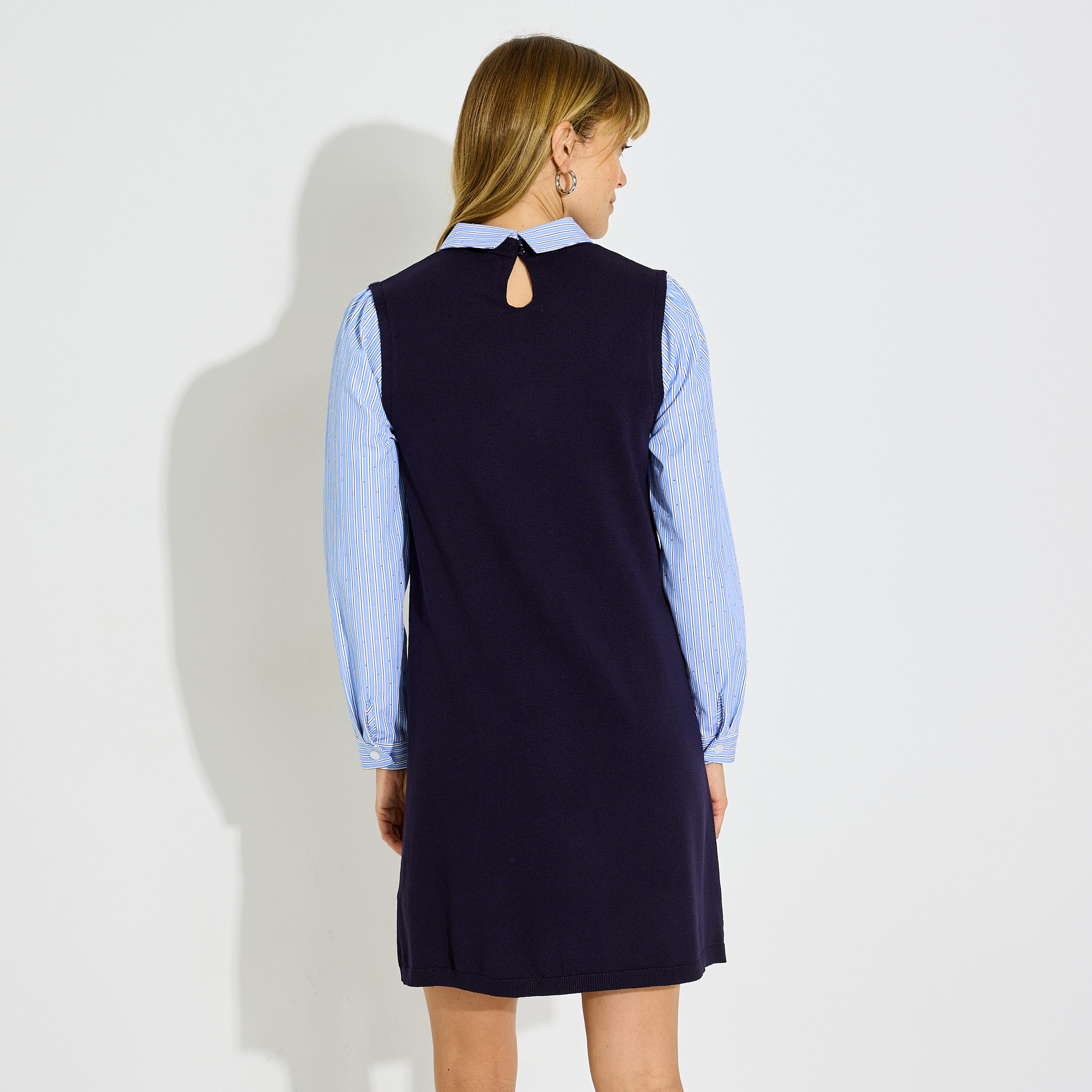 Robe courte 2-en-1 pull et chemise 