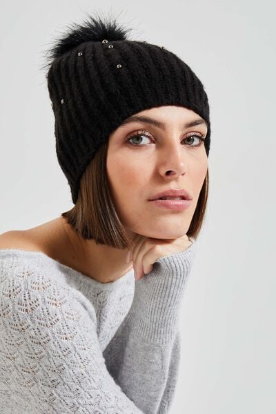 Bonnet pompon femme