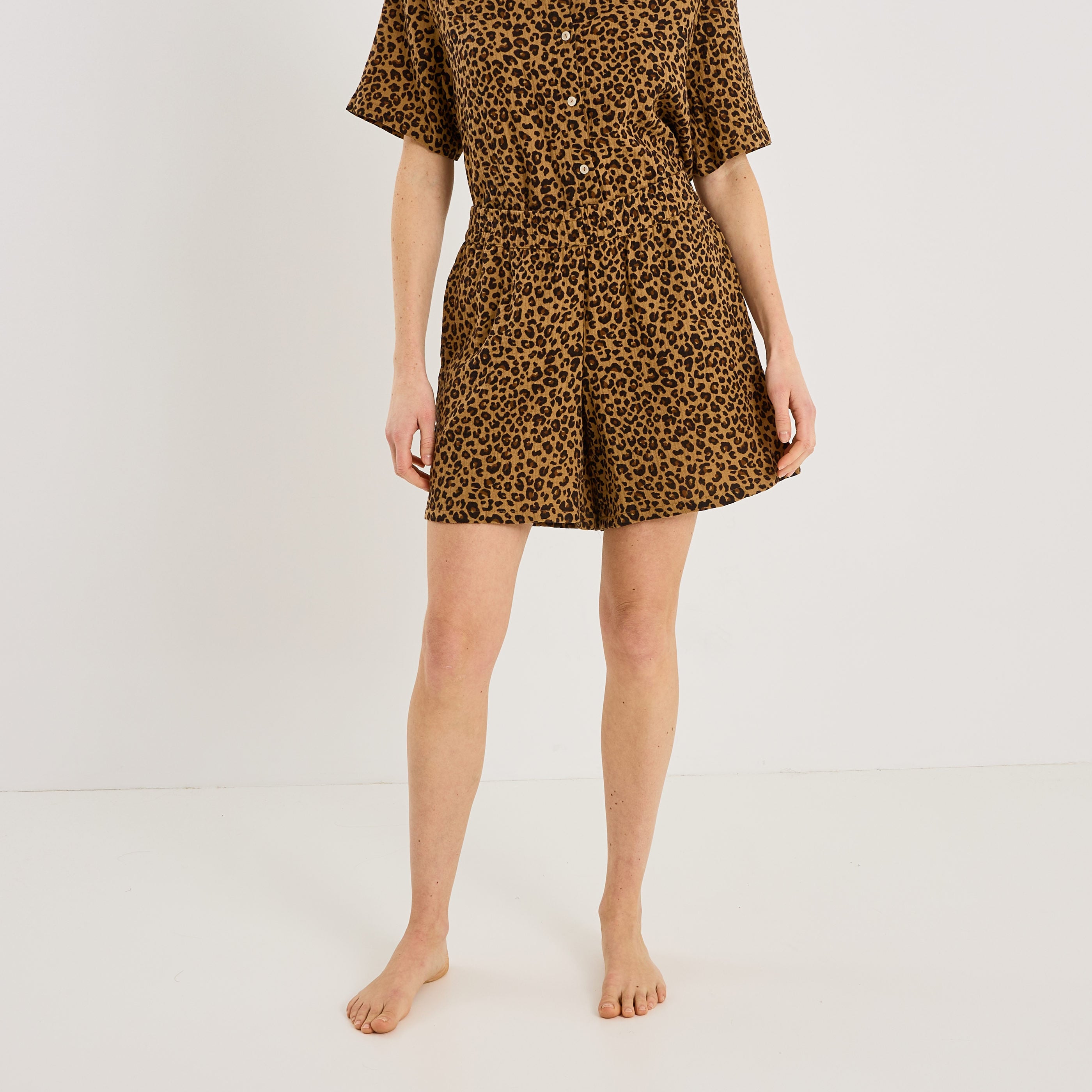 Short de pyjama imprim&eacute; l&eacute;opard femme