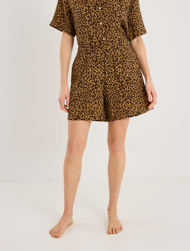 Short de pyjama imprim&eacute; l&eacute;opard femme