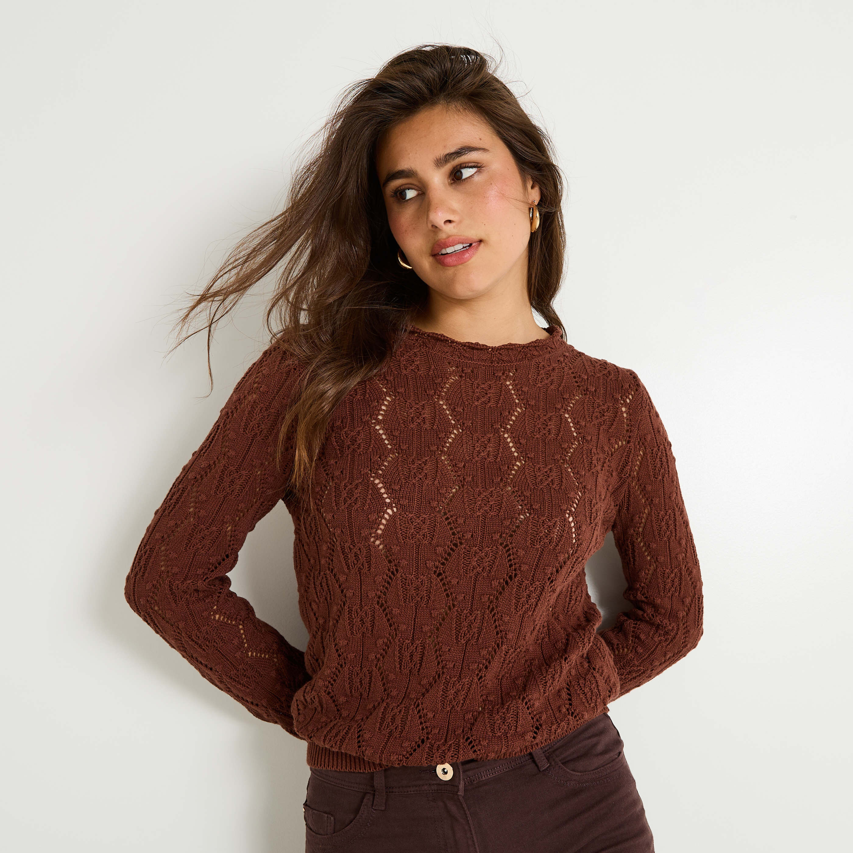 Pull col rond femme