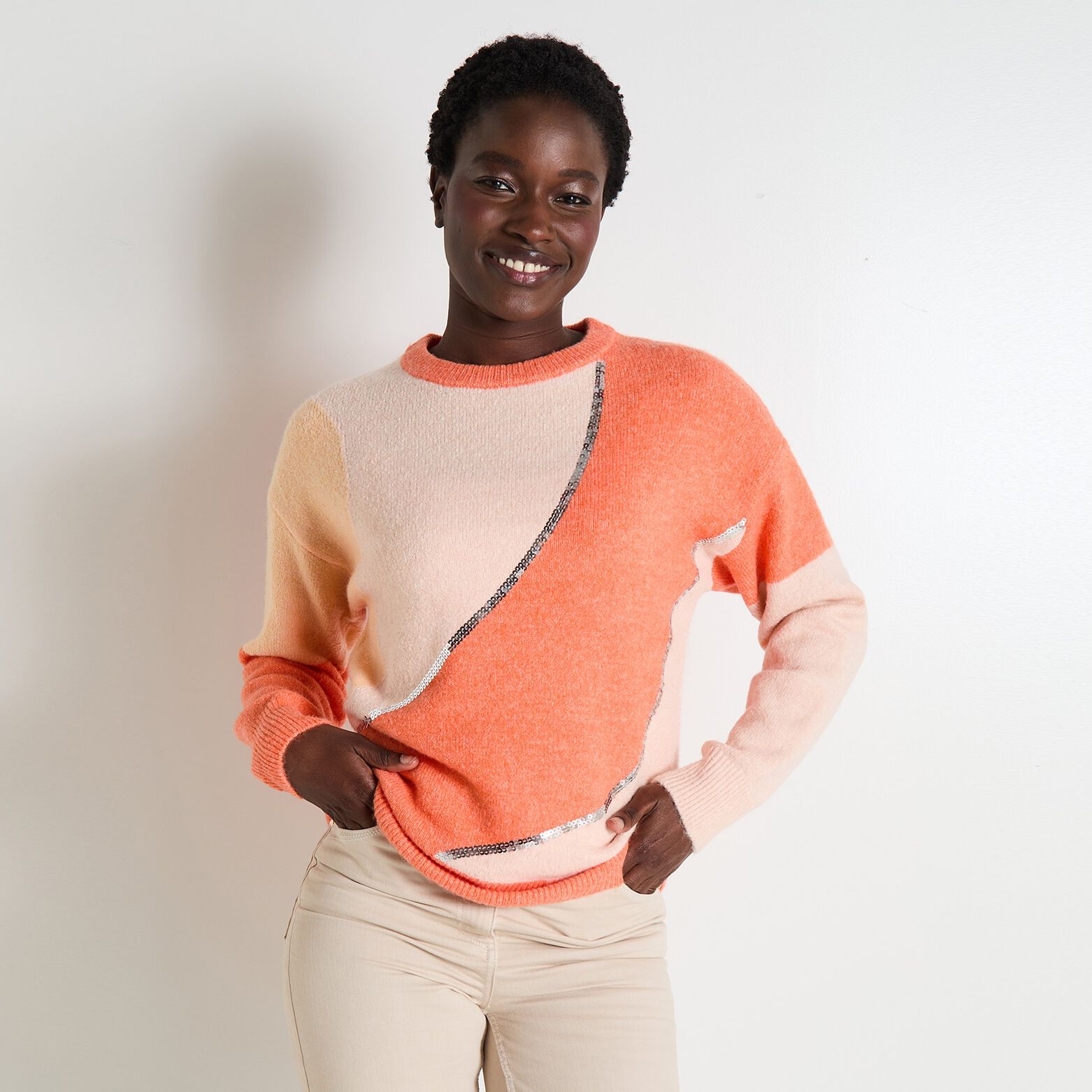Pull col rond femme