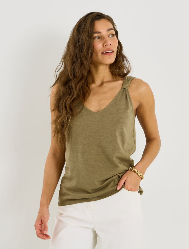 D&eacute;bardeur col V d&eacute;tails brillants femme