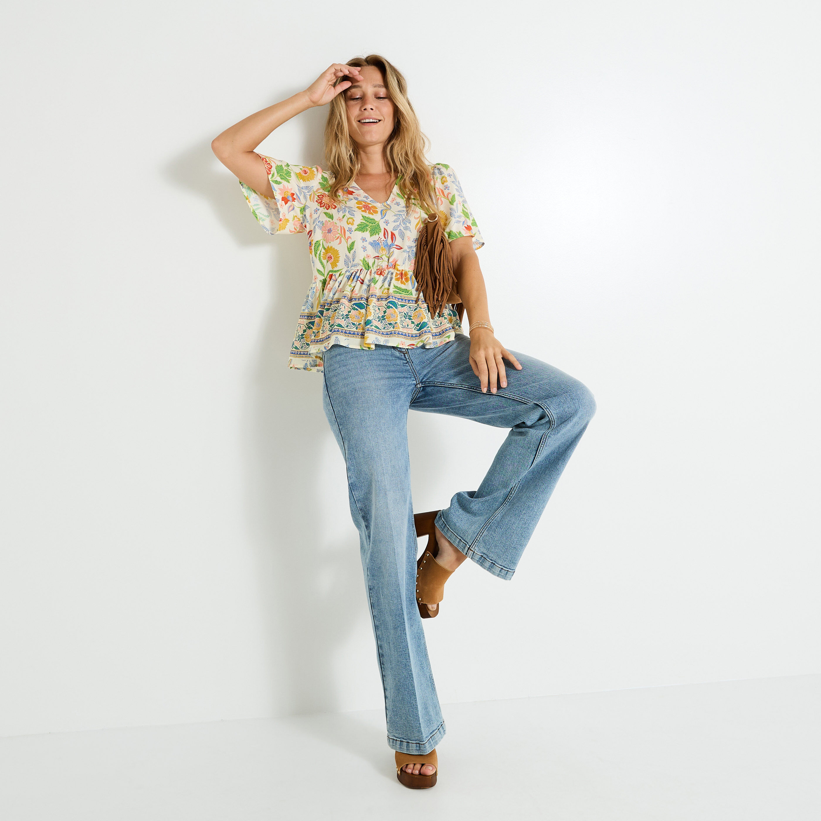 Blouse fluide imprim&eacute; floral femme