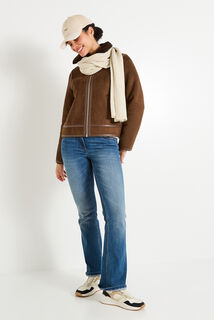 Blouson effet peau lainée femme