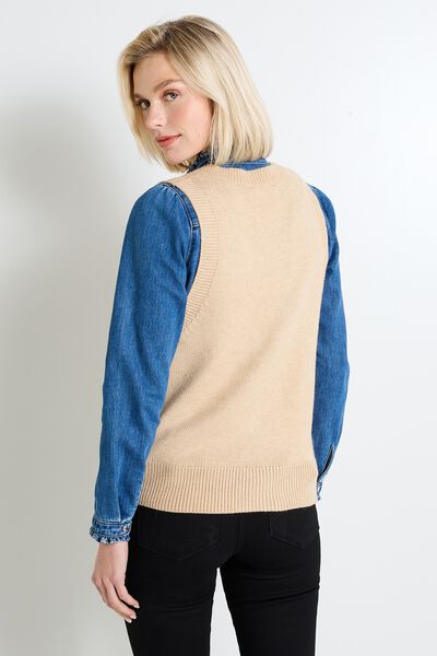 Pull col V femme