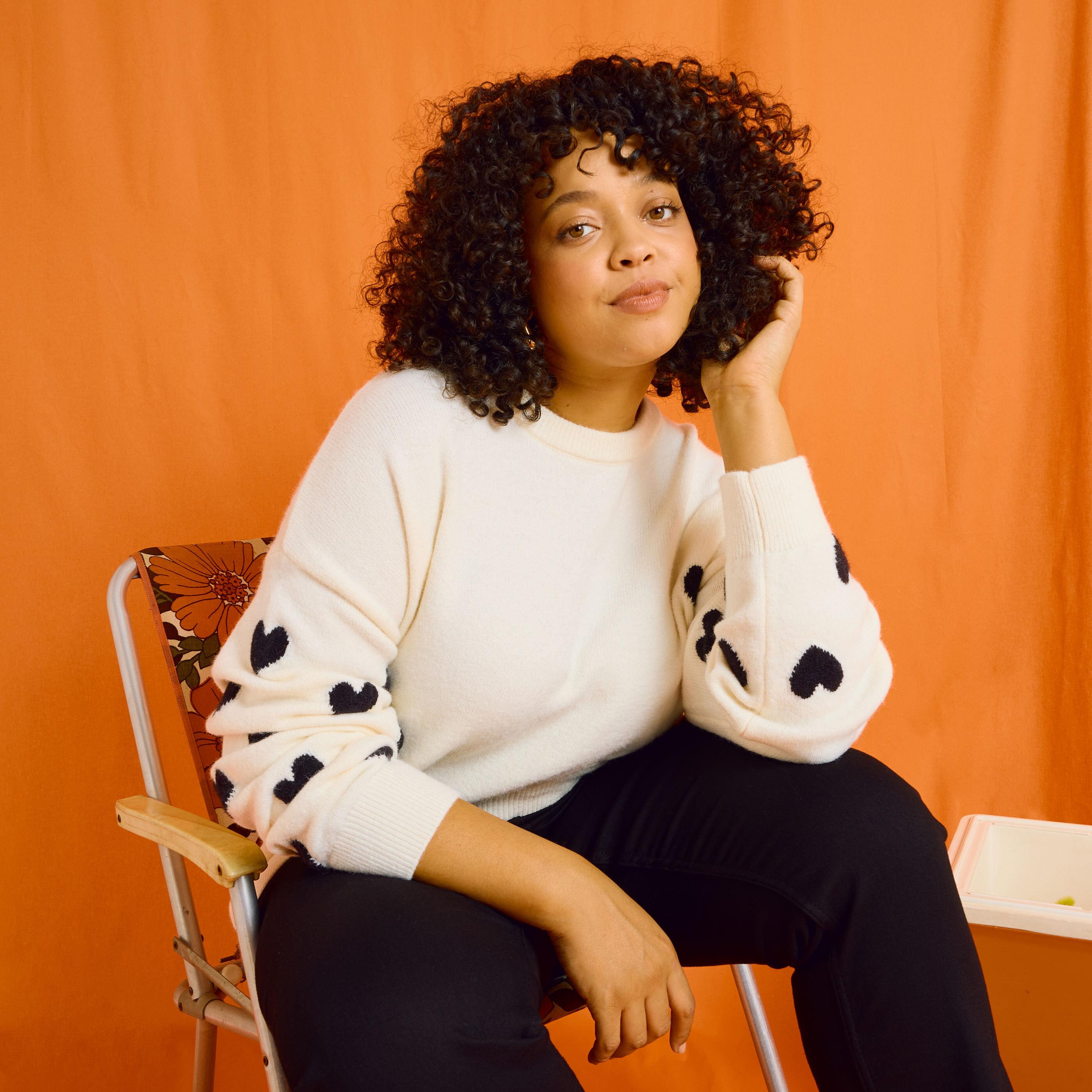 Pull col rond imprim&eacute; c&oelig;urs femme