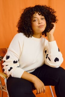 Pull col rond imprimé cœurs femme