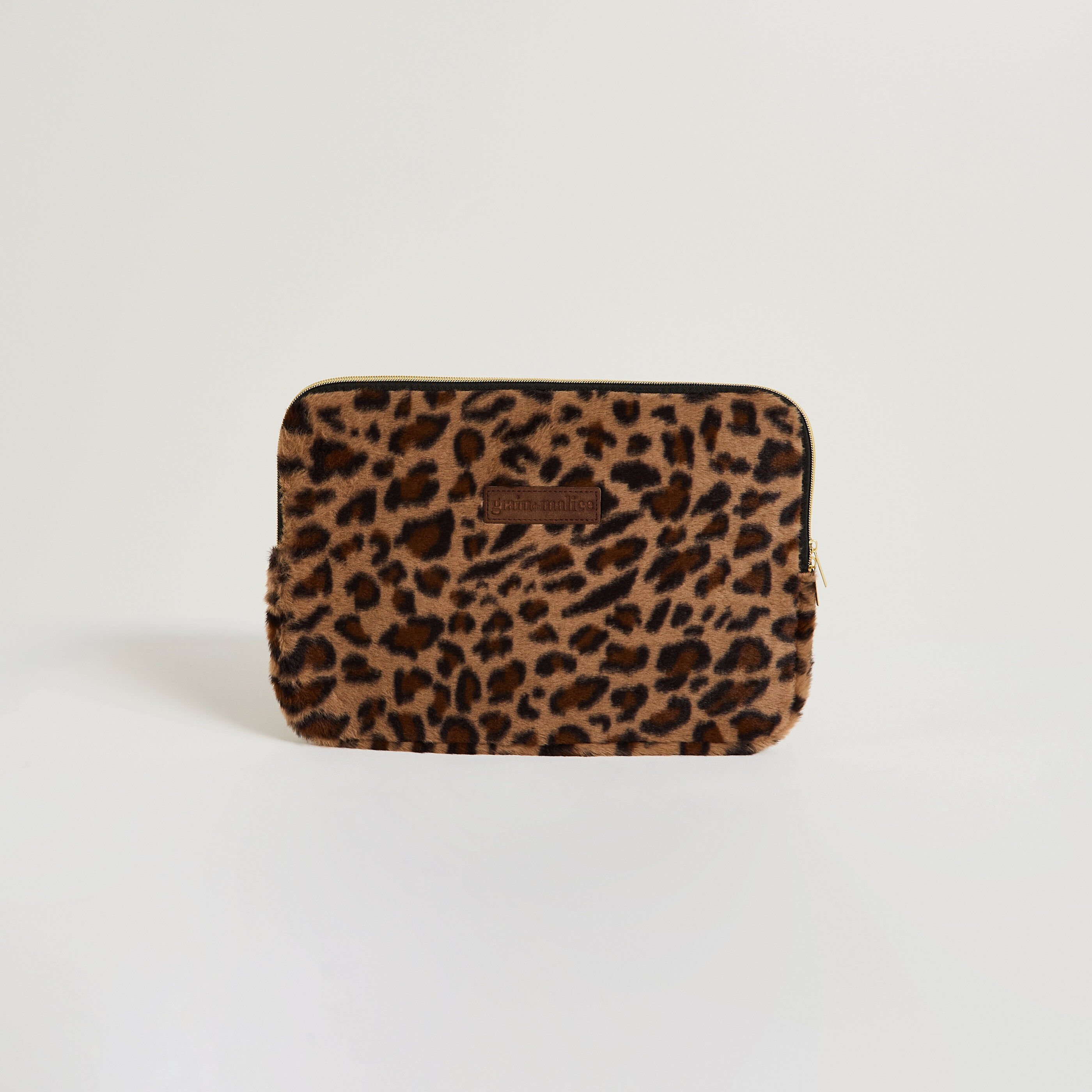 Pochette ordinateur motif l&eacute;opard femme
