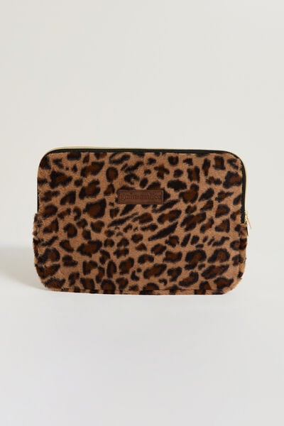 Pochette ordinateur motif léopard femme