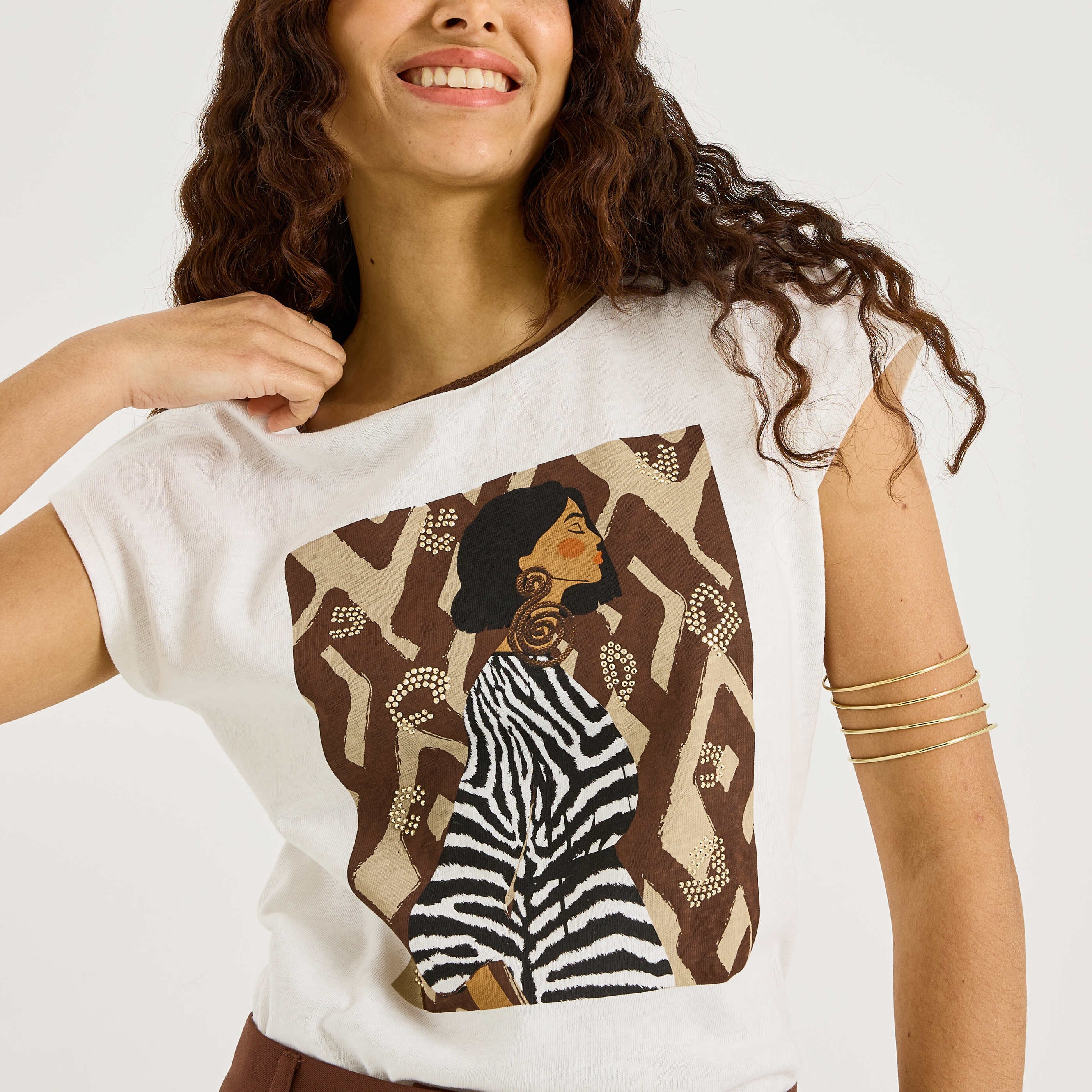 T-shirt imprim&eacute; femme