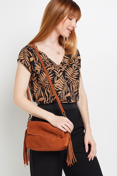 Petit sac en croûte de cuir femme