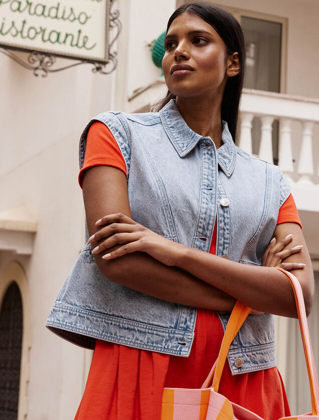 Veste sans manches en jean femme