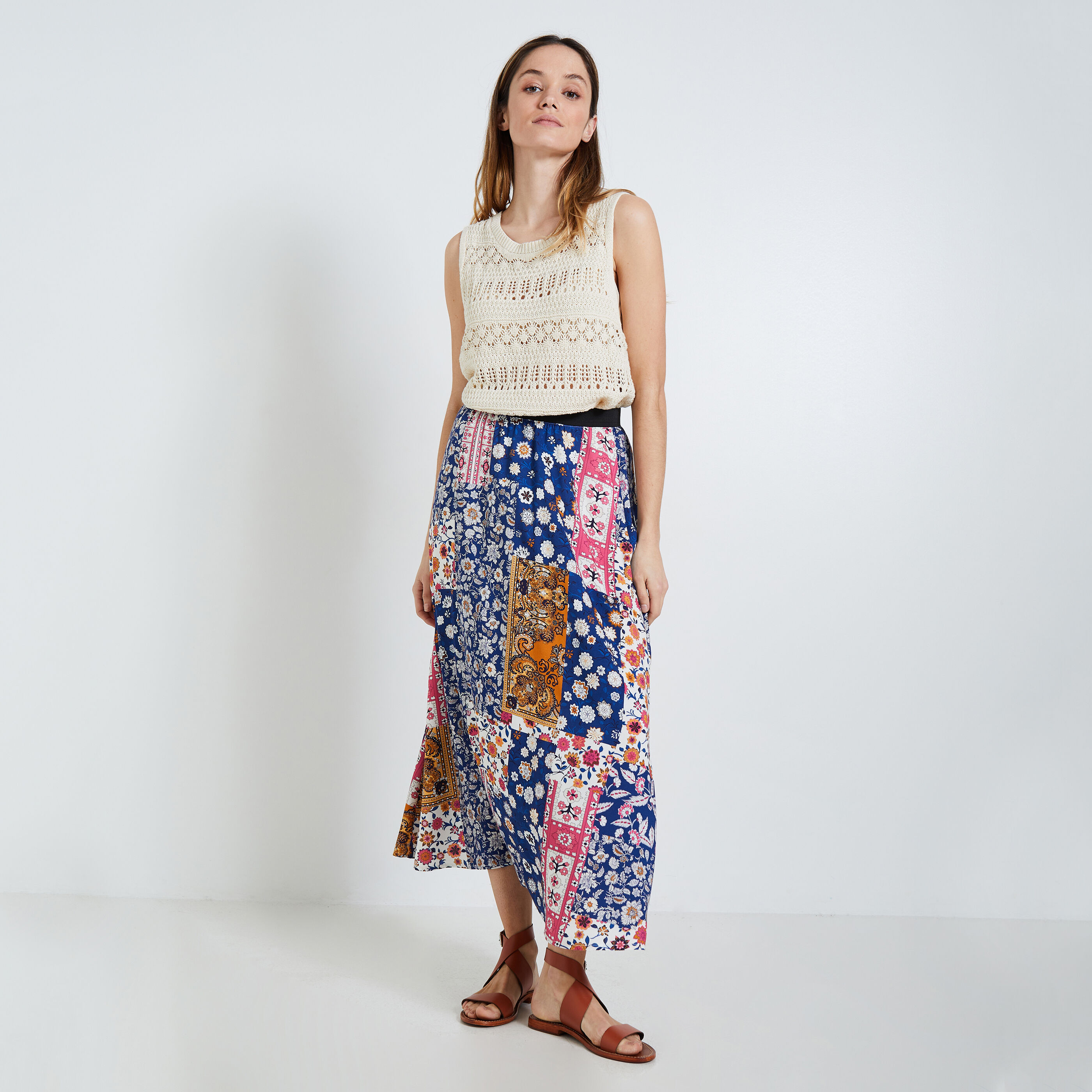 Jupe longue imprime patchwork femme IMPRIME Graindemalice
