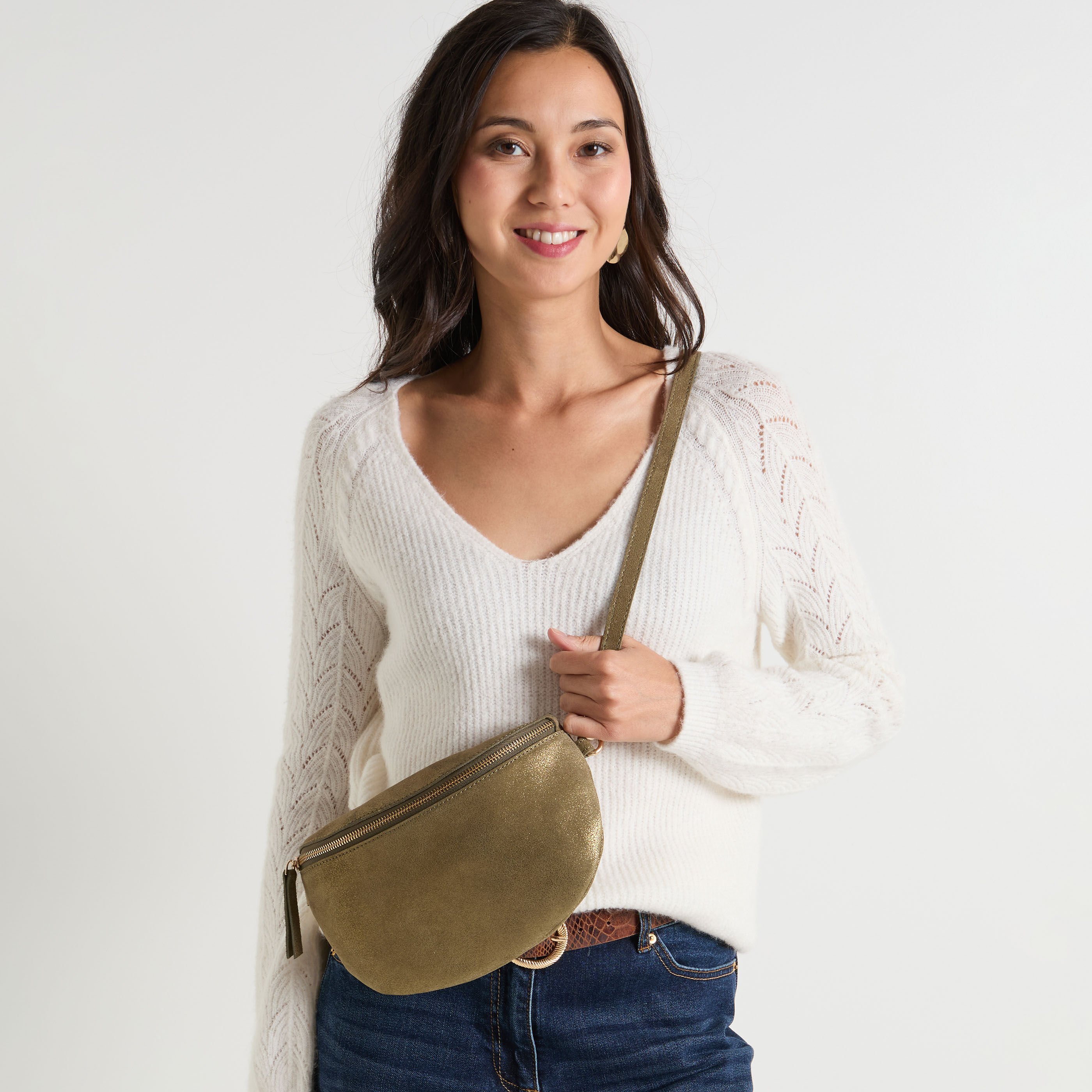 Sac banane cro&ucirc;te de cuir femme