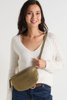 Sac banane croûte de cuir femme