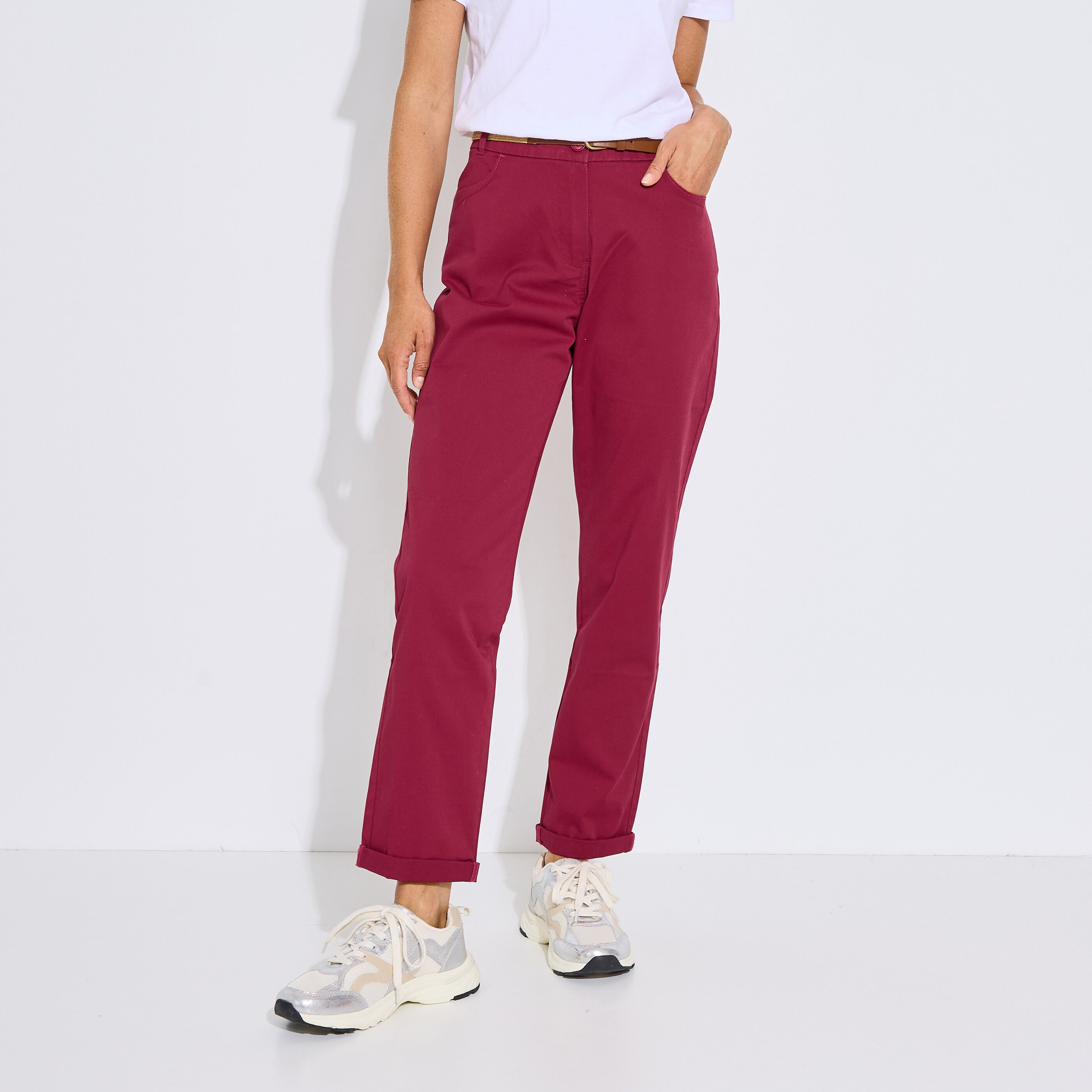 Pantalon chino avec ceinture femme