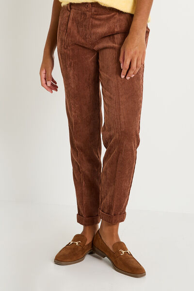 Pantalon en velours à revers femme