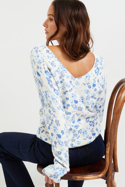 Pull fleuri femme