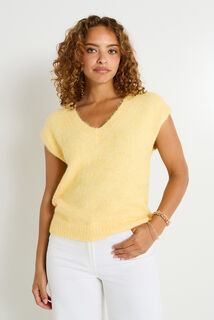 Pull sans manches col V femme