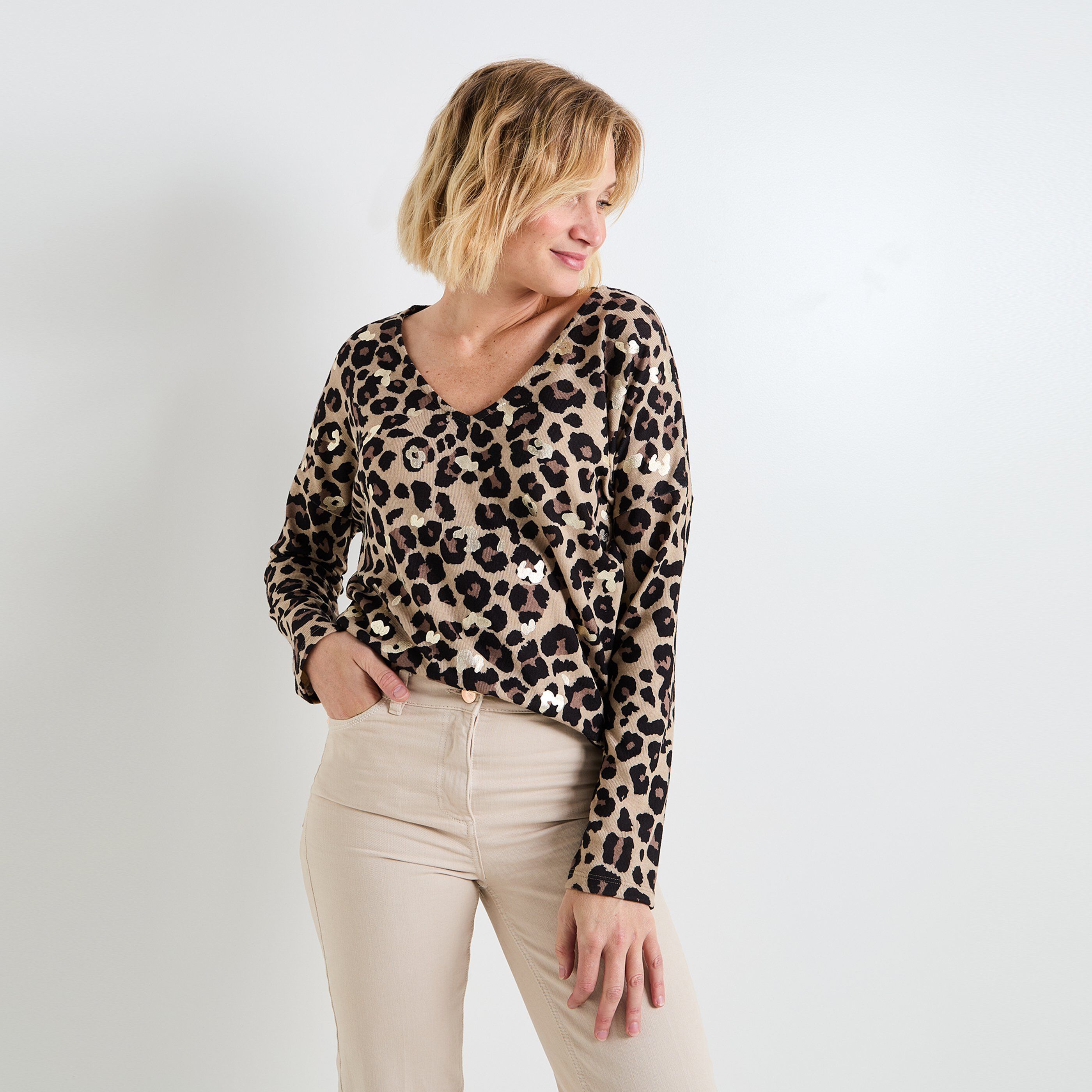 T-shirt imprim&eacute; l&eacute;opard femme