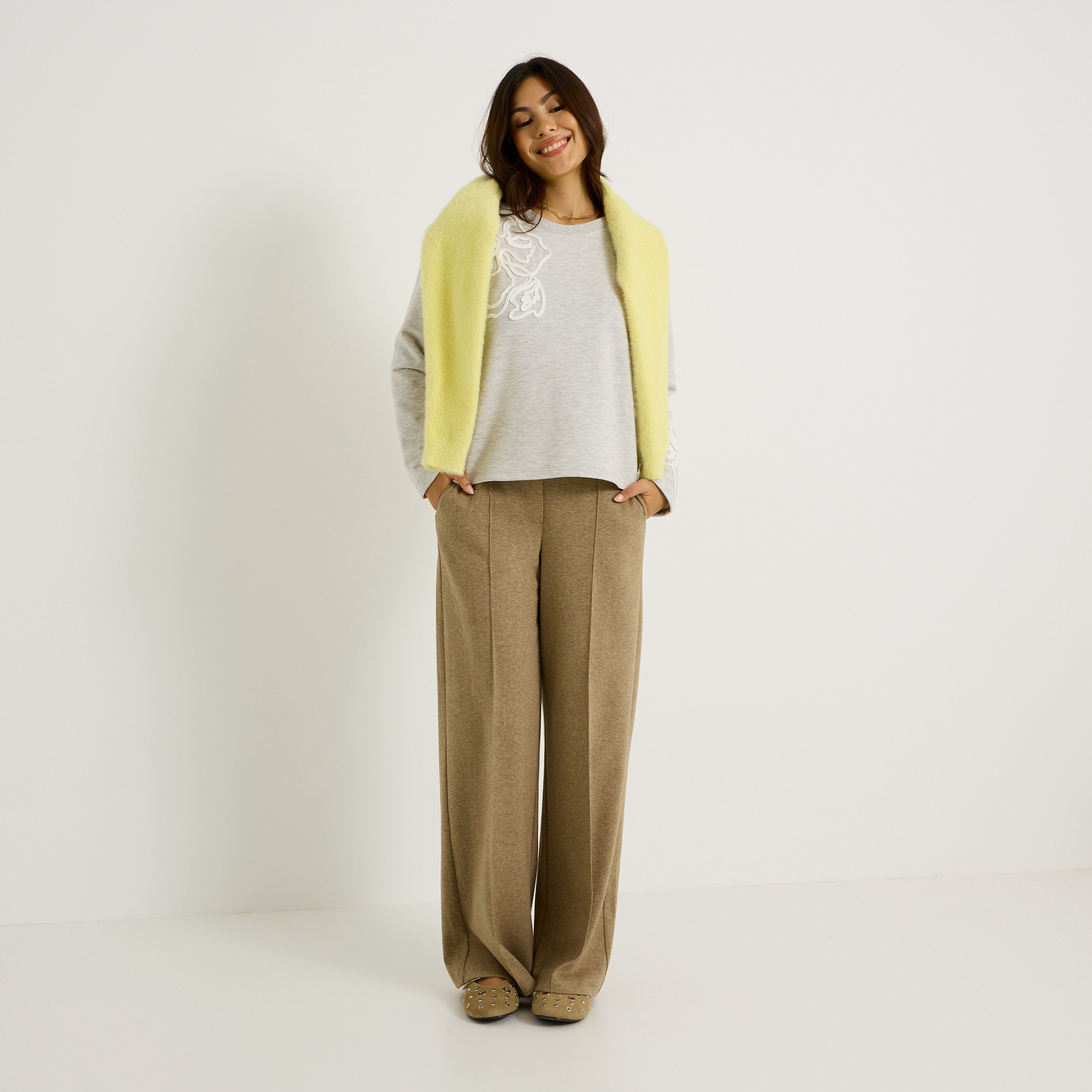 Sweat print fleur manches longues femme