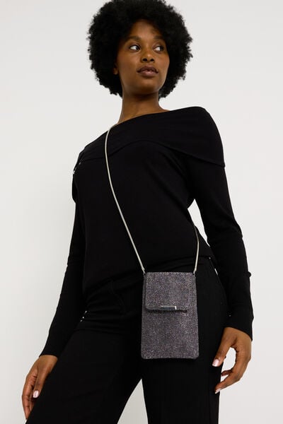 Pochette téléphone brillante femme