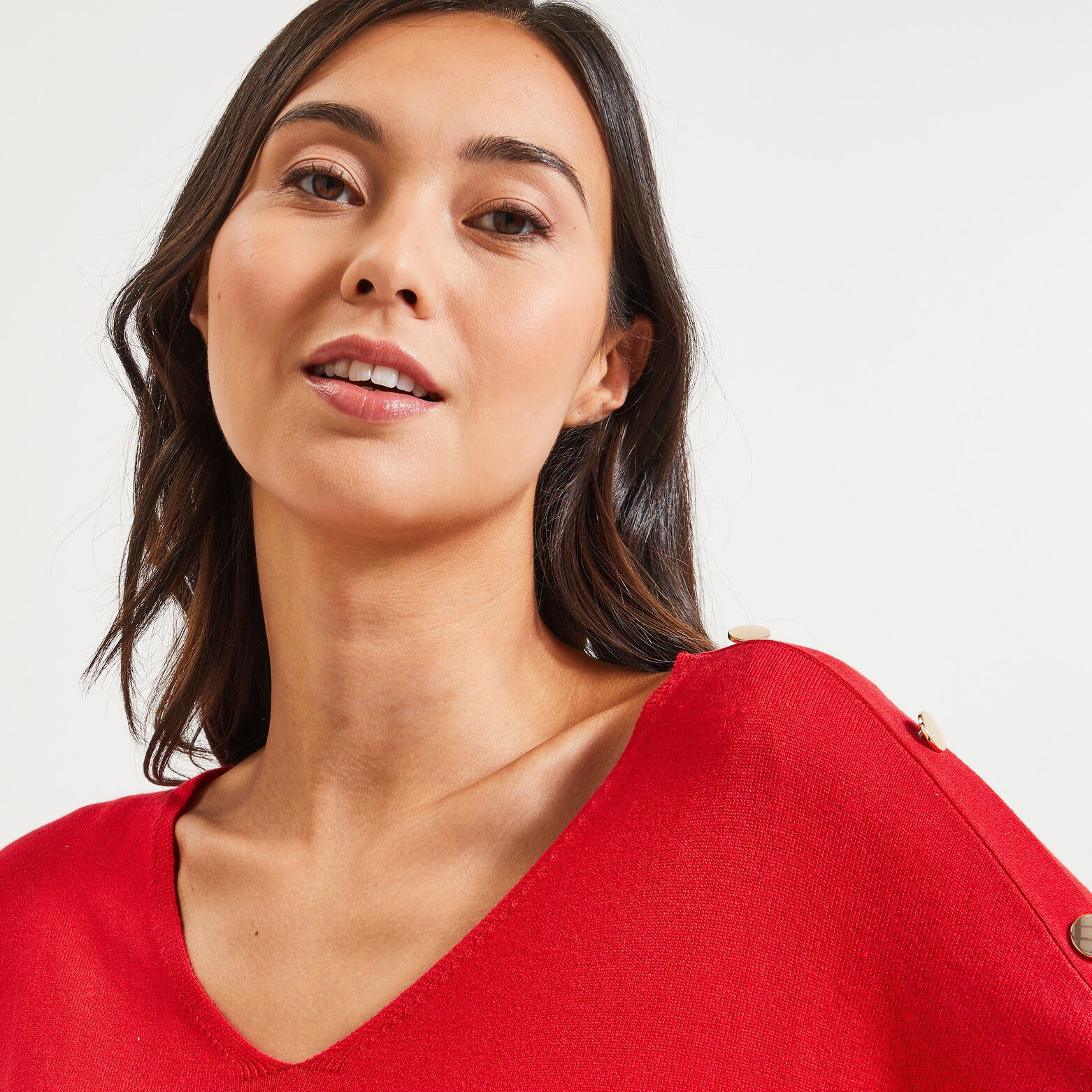 Pull col V femme