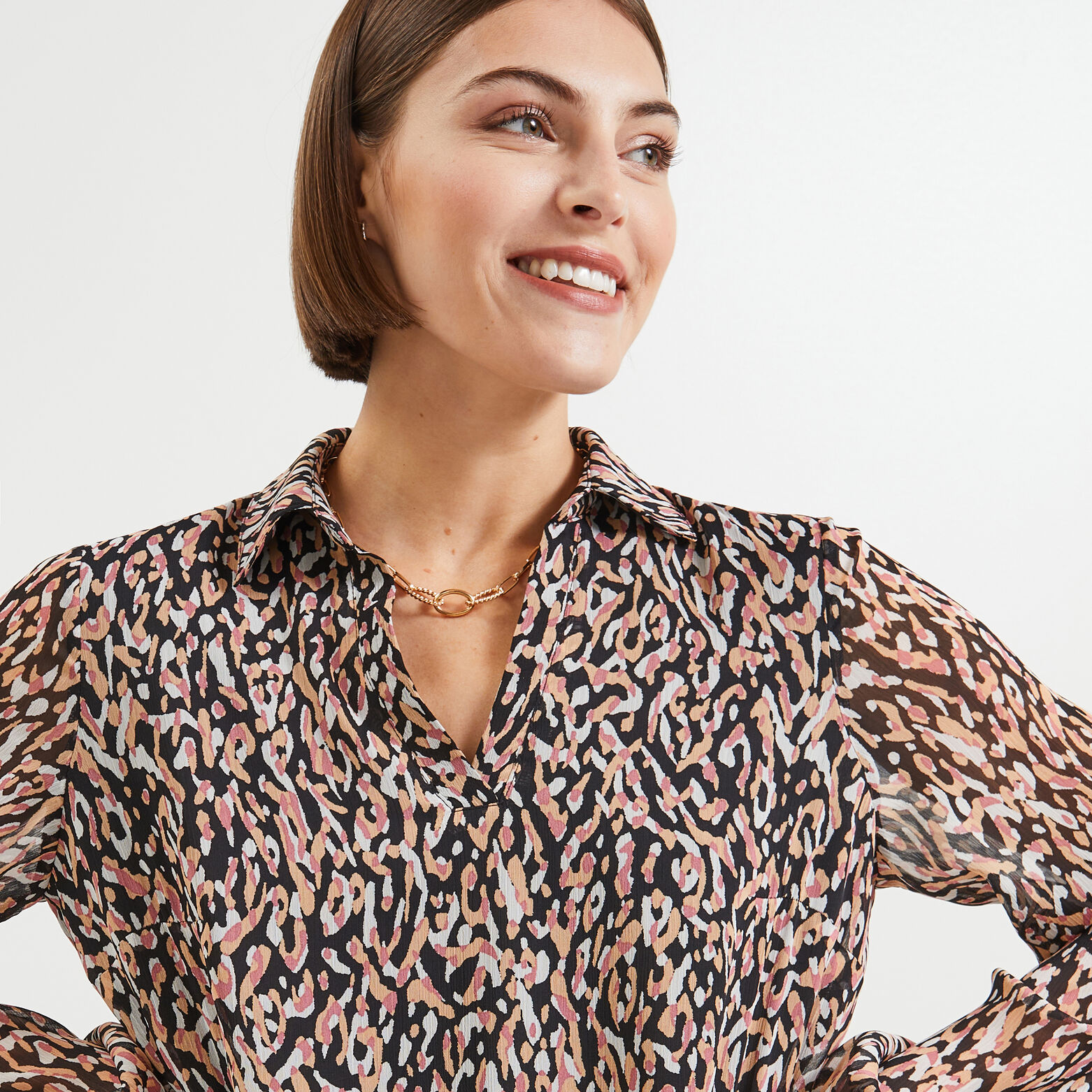 Blouse voile imprimée femme