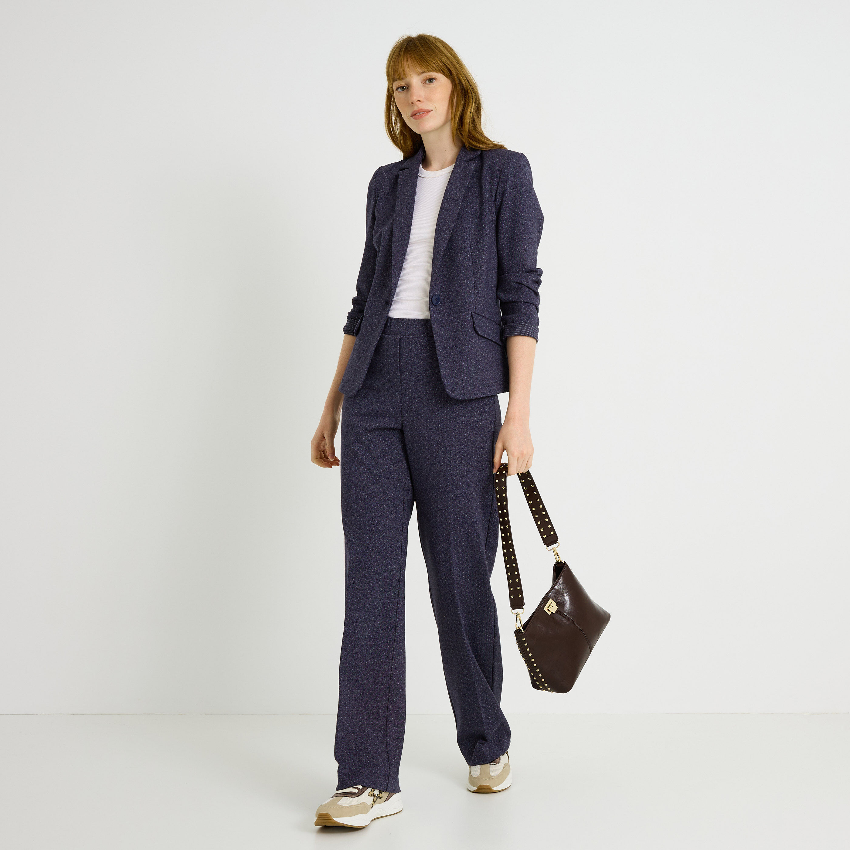 Blazer en maille capuche amovible femme