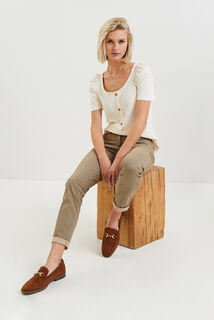 Pantalon chino imprimé femme