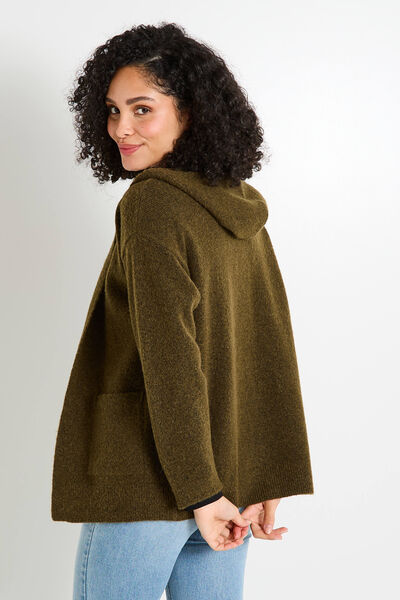 Gilet mi-long à capuche femme