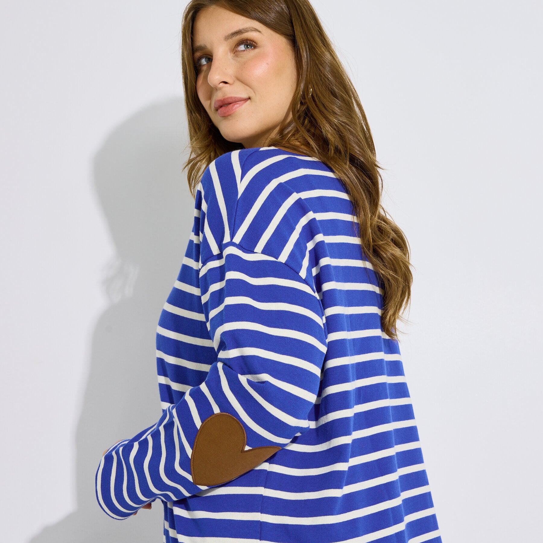 Tee-shirt ray&eacute; coudi&egrave;re c&oelig;ur femme