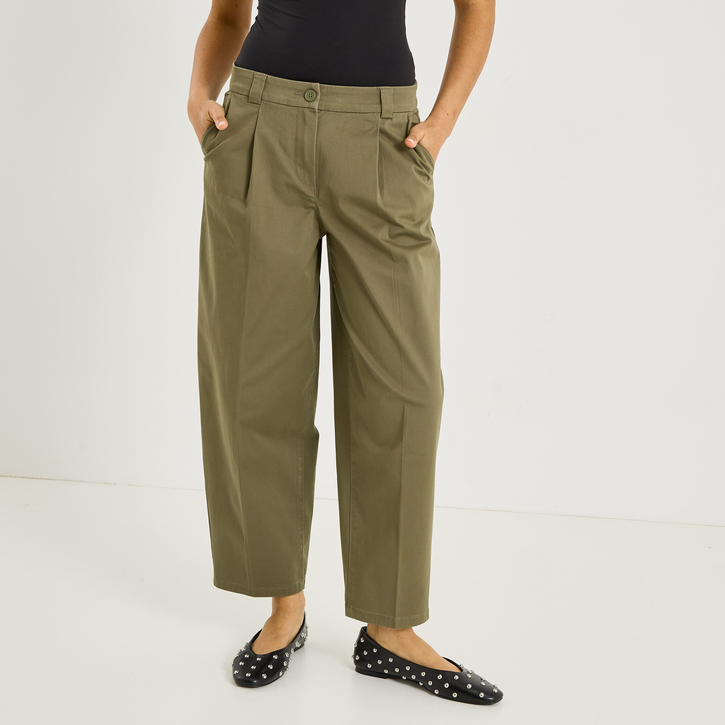 Pantalon barrel &agrave; pinces femme