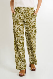 Pantalon imprimé mélange lin femme