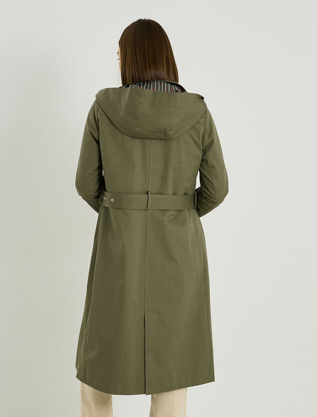 Trench long &agrave; capuche amovible femme