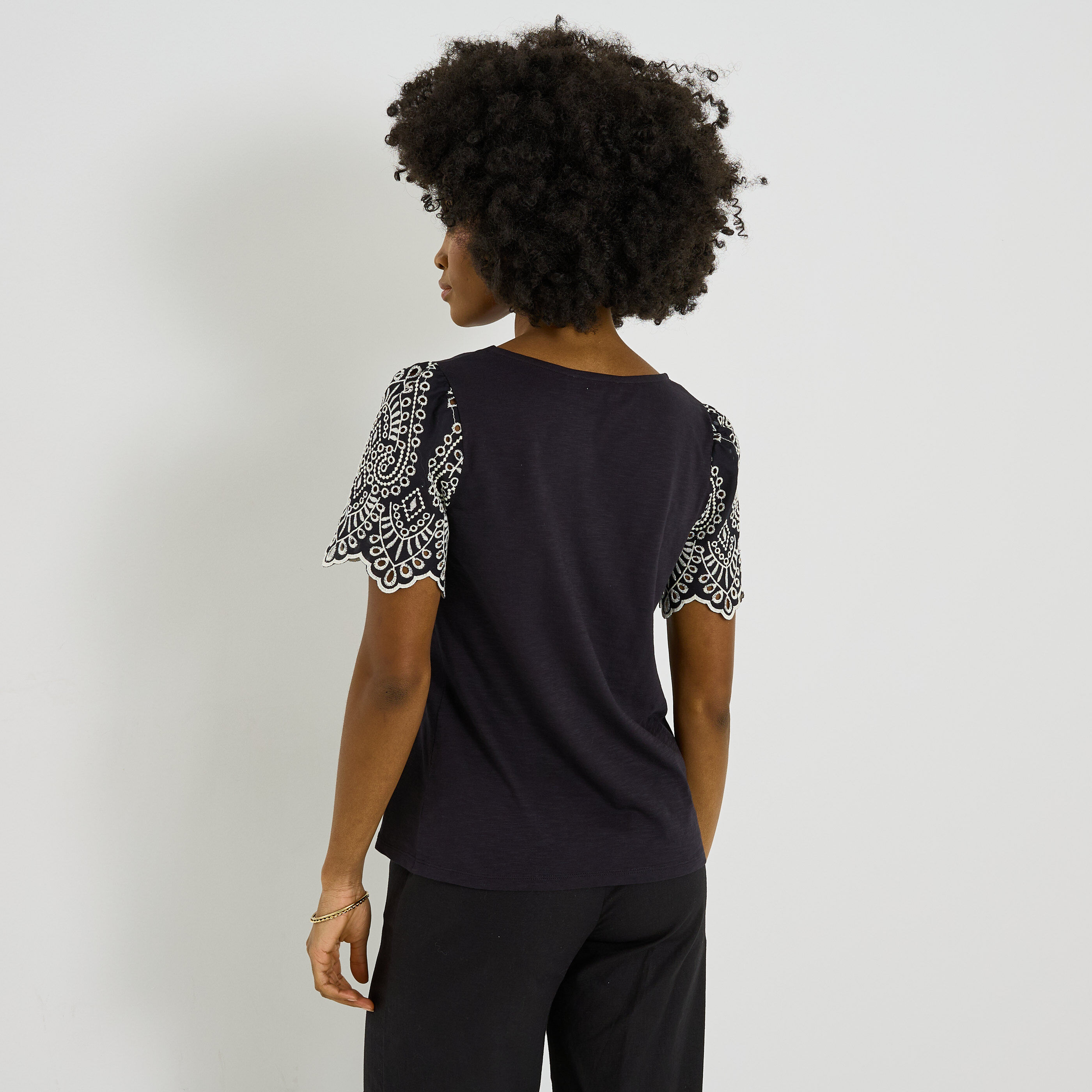 T-shirt manches volant&eacute;es femme