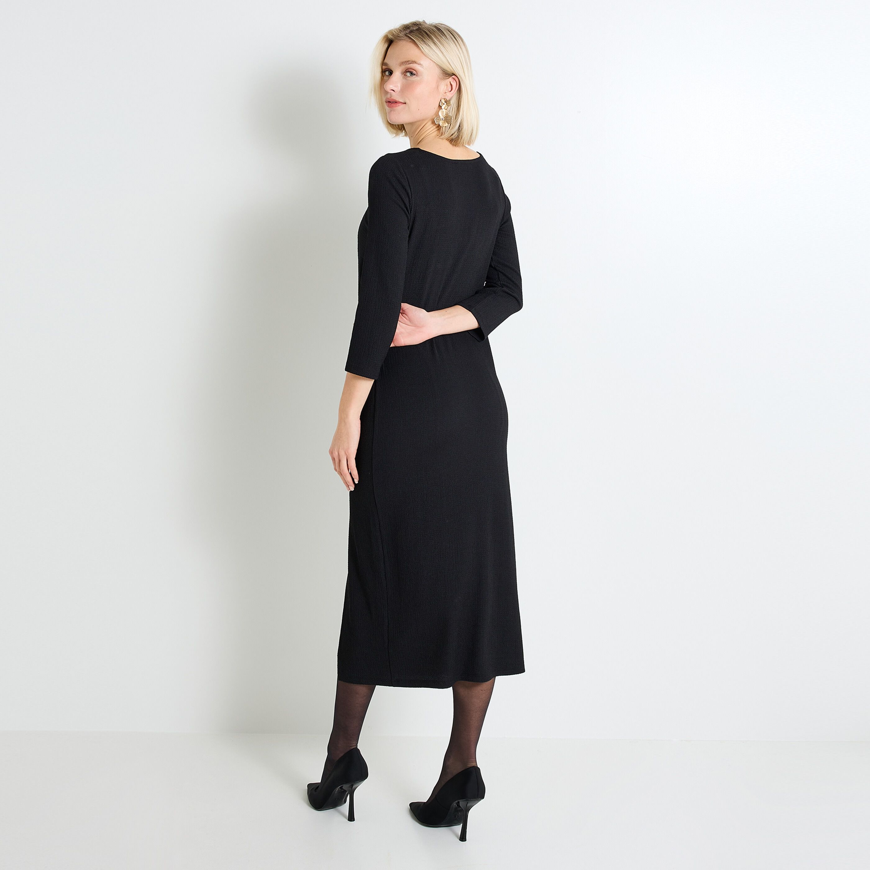 Robe longue drap&eacute;e femme