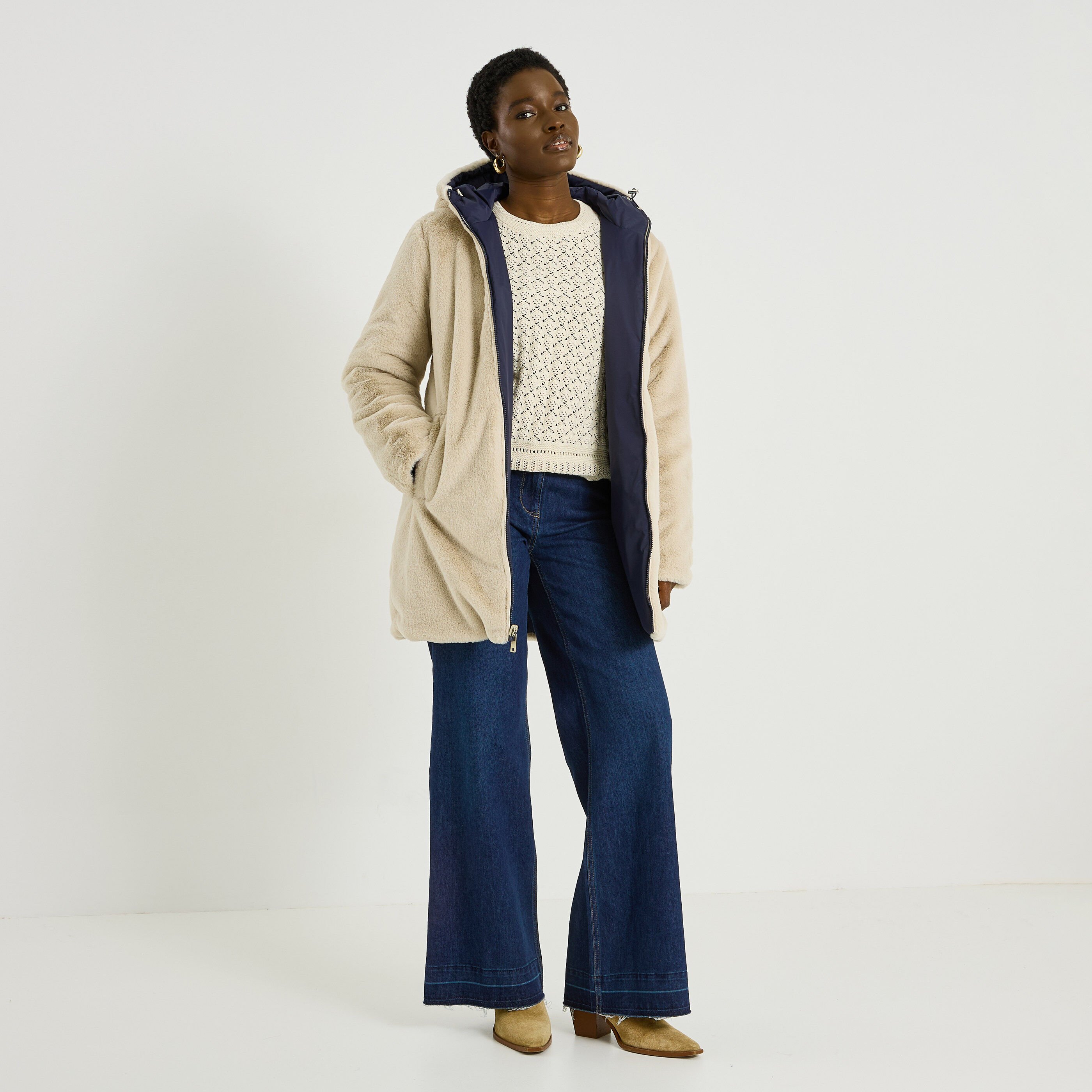 Parka imitation fourrure femme