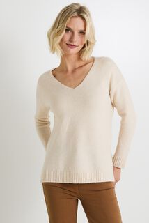 Pull col V femme
