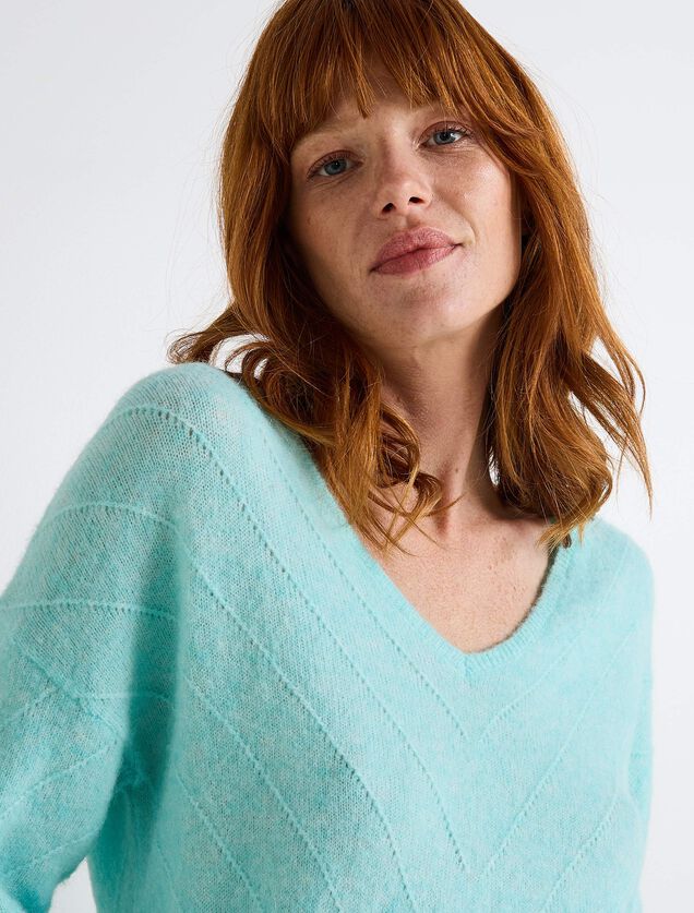 Pull col V femme