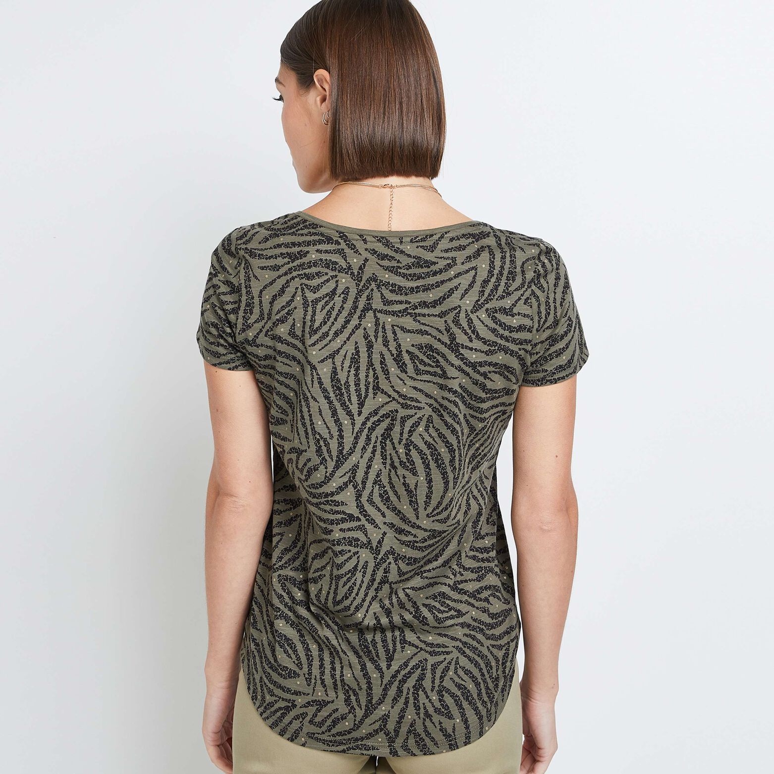 T-shirt imprimé col V femme